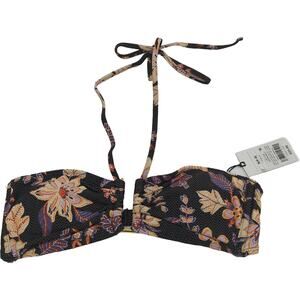 Shade & Shore S Bikini Top NWT Black Multicolor Floral